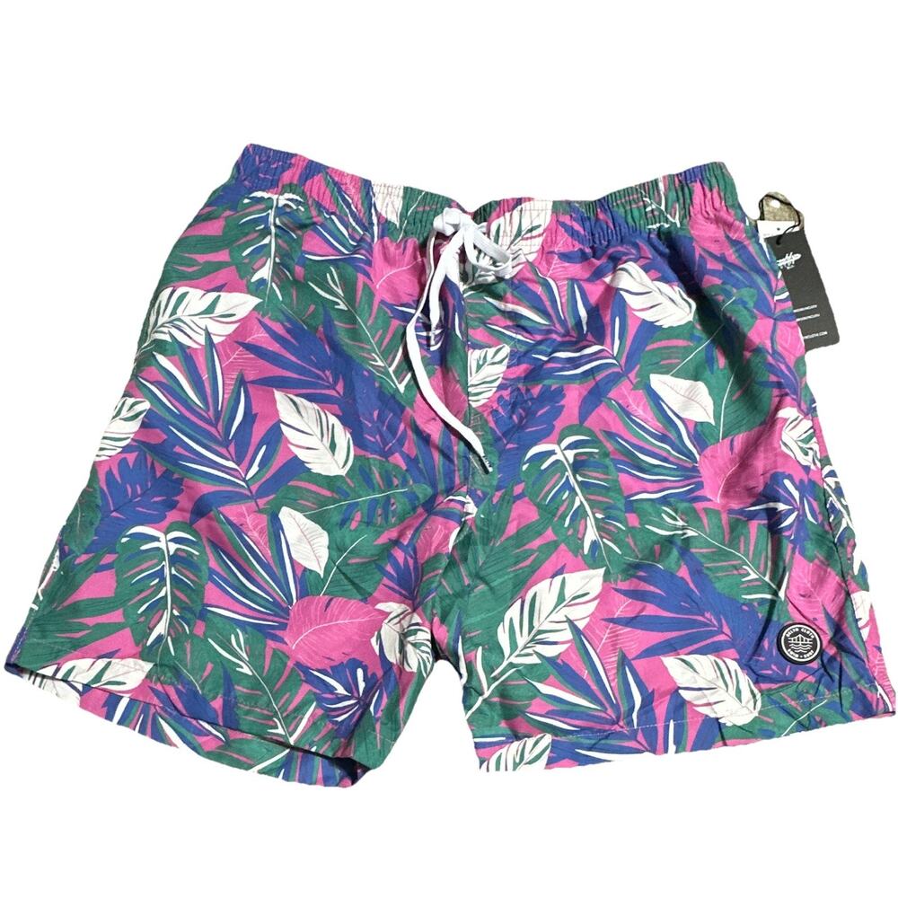 Brooklyn Cloth Men’s Tropical Floral Volley Swim Trunks L
